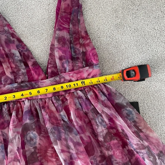Garden Romance Magenta Floral Print Organza Maxi Dress Size Large NWT - Picture 11 of 13